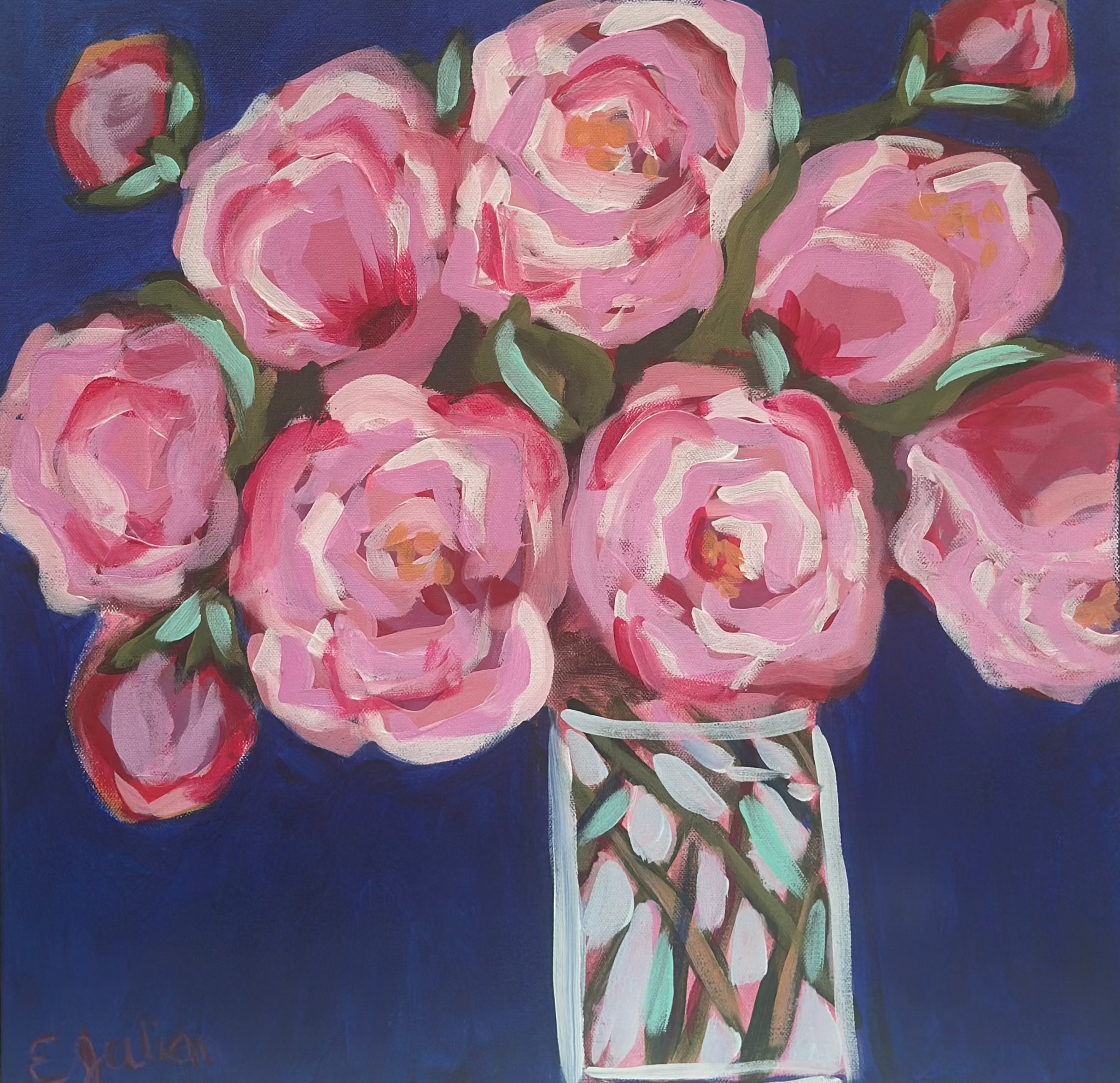 “Whispers of Pink”  20 x 20 acrylic painting on canvas