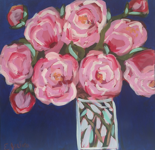 “Whispers of Pink”  20 x 20 acrylic painting on canvas